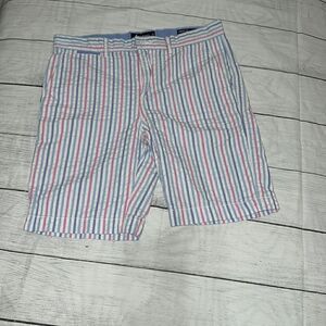 Johnnie-O Surfsuckers Seersucker Striped Shorts Cotton Pink Blue Stripes sz 14